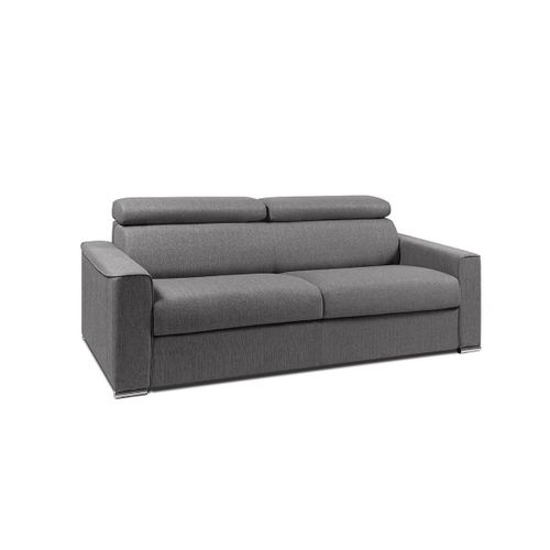 Canapé 4 Places Convertible Express En Tissu Vizir - Gris - Couchage 160 Cm - Matelas 14 Cm