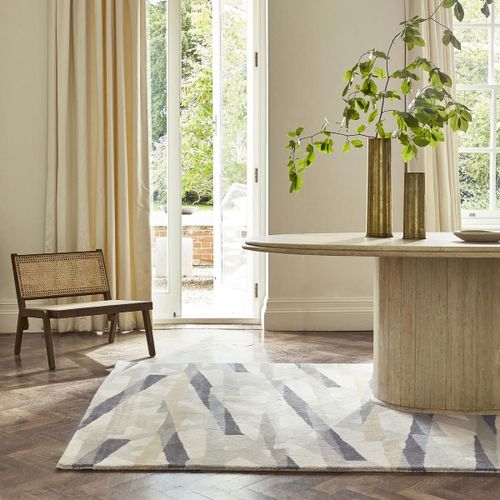 Tapis Grand Salon 250x350 Fait À La Main En Laine Gris Et Violet