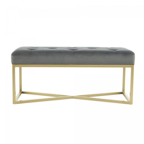 Tabouret Semi Artisanal Zaxe 90x40x40 Gris Et Or