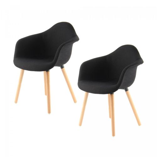 Fauteuil Semi Artisanal Lot De 2 Abi 64x62x80,5 Noir