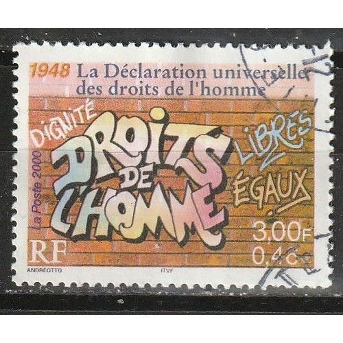 Timbre Oblitéré France: La Déclaration Universelle Droits De L'homme 2000 N° 3354