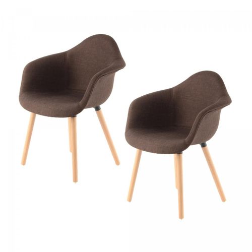 Fauteuil Semi Artisanal Lot De 2 Abi 64x62x80,5 Brun