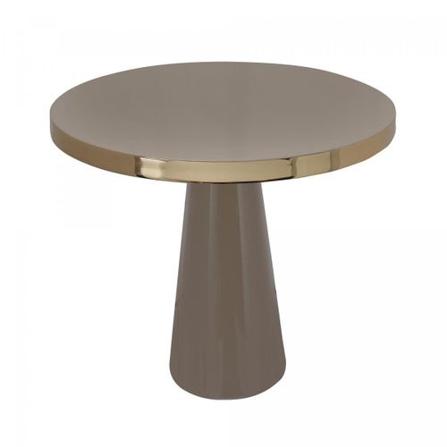 Table Basse Fait Main En Fer Motif Contemporain Eta 51x51 Taupe Et Or