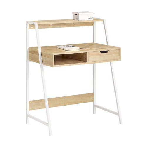 Sobuy Fwt63-N Bureau Informatique Table De Bureau Secrétaire Table Plan De Travail Avec Tiroir Et Étagère - Cadre Métal