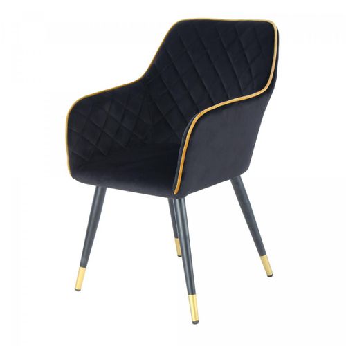 Fauteuil Semi Artisanal Afa 61x58,8x86 Or Et Noir