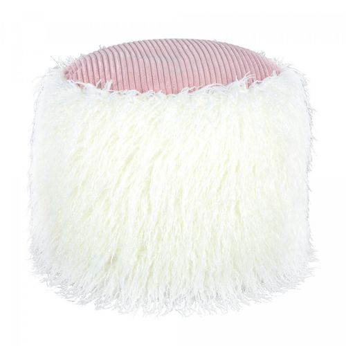 Tabouret Semi Artisanal En Acrylique Zaca 45x45x38 Blanc Et Rose