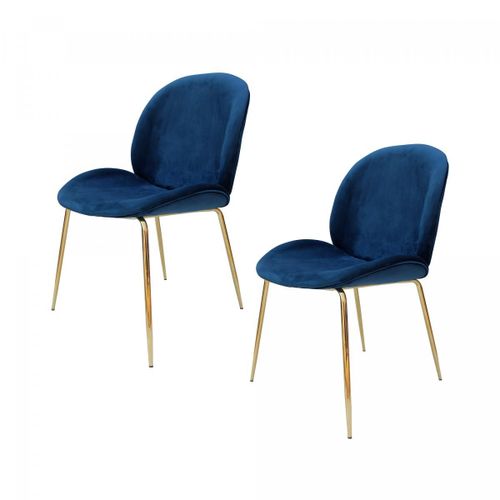 Chaise Semi Artisanal Lot De 2 Ara 59x47x90 Bleu Et Laiton