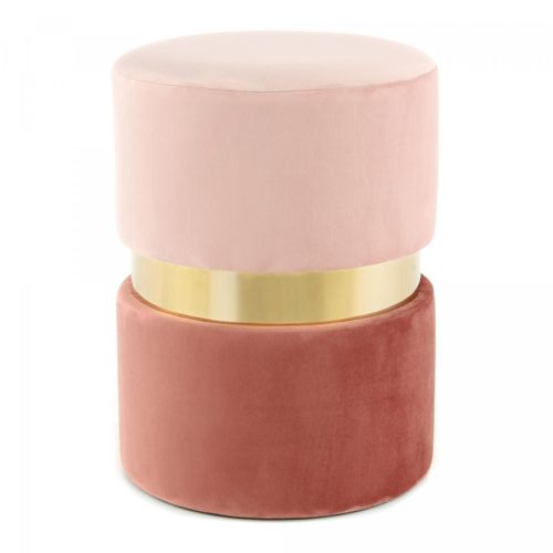 Tabouret Semi Artisanal Zasa 35x35x46 Rose Clair Et Or