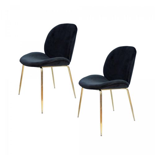 Chaise Semi Artisanal Lot De 2 Ara 59x47x90 Noir Et Laiton