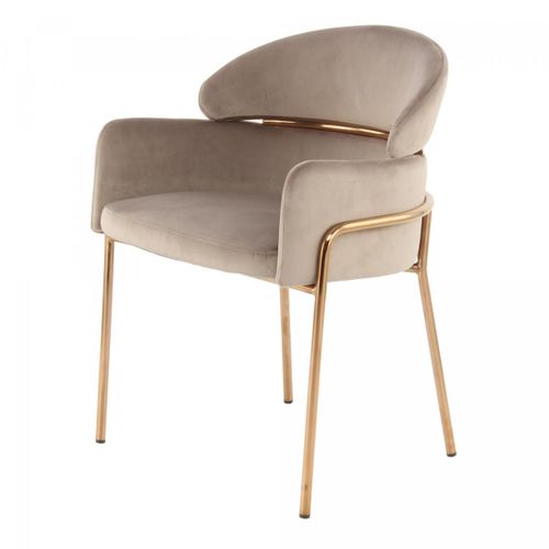 Fauteuil Semi Artisanal Ava 57x58x79 Taupe Et Or Rose