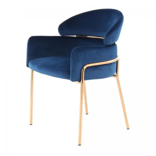 Fauteuil Semi Artisanal Ava 57x58x79 Bleu Et Or Rose