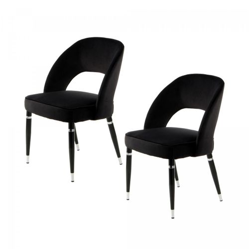 Fauteuil Semi Artisanal Lot De 2 Abe 56x58x83 Noir Et Gris