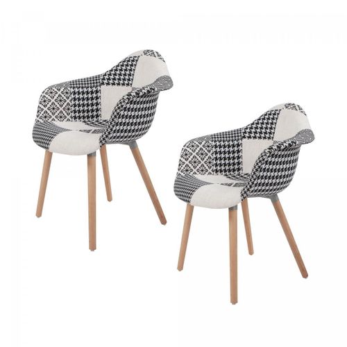 Fauteuil Semi Artisanal Lot De 2 Ace 61x62x80 Noir Et Blanc