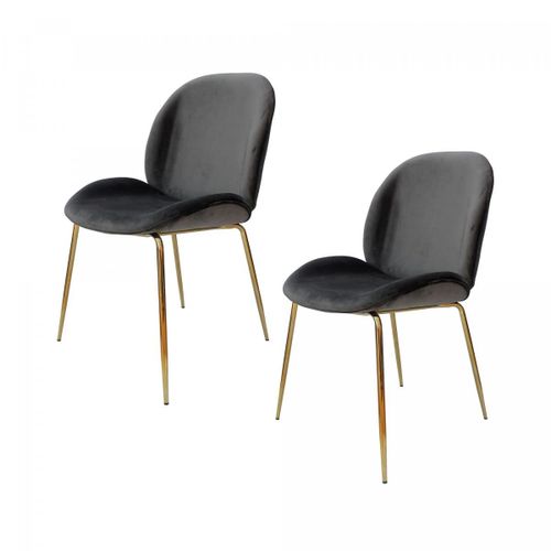 Chaise Semi Artisanal Lot De 2 Ara 59x47x90 Gris Et Laiton