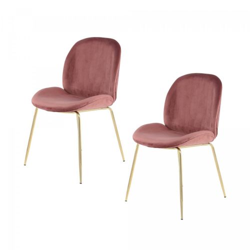 Chaise Semi Artisanal Lot De 2 Ara 59x47x90 Vieux Rose Et Laiton