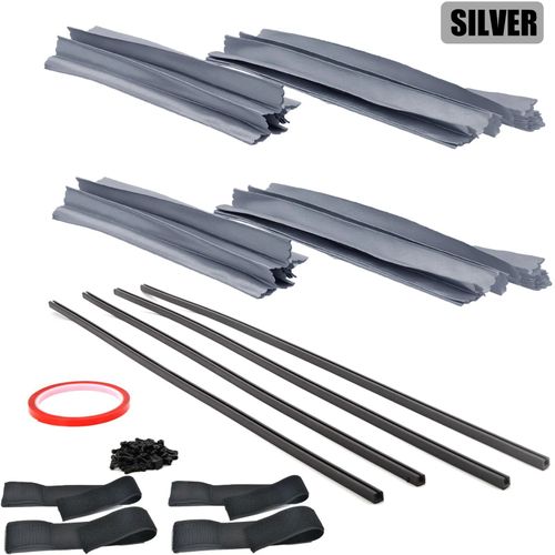 Pare-Soleil Anti-Uv Pour Vitres Latérales De Voiture,Rideau De Visière,Pare-Brise Arrière,Nuit Pour Suv,Camion,Ennemi Rétractable Avec Attaches,2/4 Pièces - Type 4-Piece Set Silver