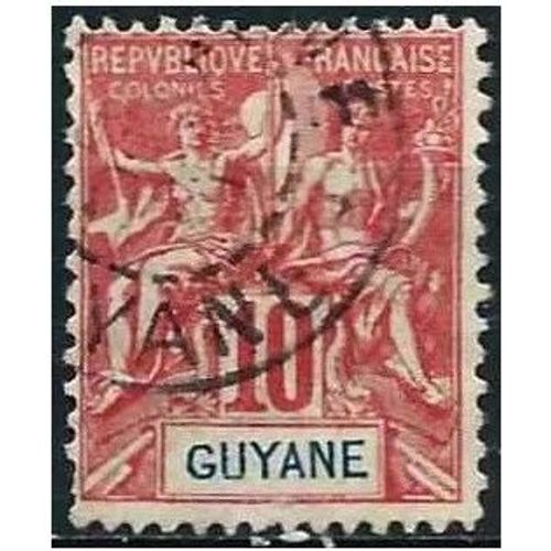 Guyane, Colonie Française 1900, Beau Timbre Yvert 44, Type Sage "Colonies" 10c. Rouge, Oblitéré, Tbe -