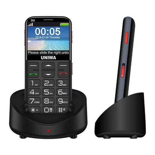 UNIWA V808G 3G WCDMA téléphone portable SOS lampe de poche bouton bluetooth téléphone portable Noir