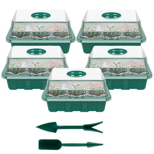 5 Pack Mini Serre Pour Semis Plateau De Semis Bac À Semis Avec Couvercle 12 Cellules Par Plateau Pour Démarrage Germination