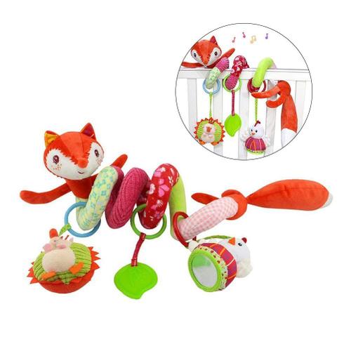 Hochet Spiral Peluche Jouet D'éveil Multicolore Pour Berceau Poussette - Jouet Éducatif Animal, Renard