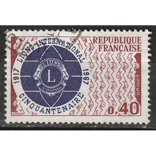 Timbre Oblitéré France: Cinquantenaire Du Lions International 1967 N° 1534