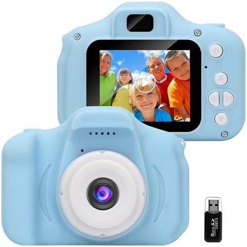 Caméra enfant caméra Cadeaux Appareils photos numériques pour enfants Jouet  appareil photo Filles Garçons de 3 à 10 Ans, Vidéo HD 1080p pour Jeu en  Plein air-bleu (32G Carte Incluse)[L]