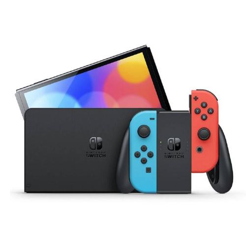 Console Nintendo Switch Oled Bleu Néon, Noir, Rouge Fluo