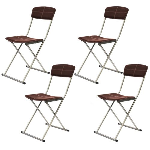 Lot De 4 Chaises Pliantes Avec Surpiqûres - Marron