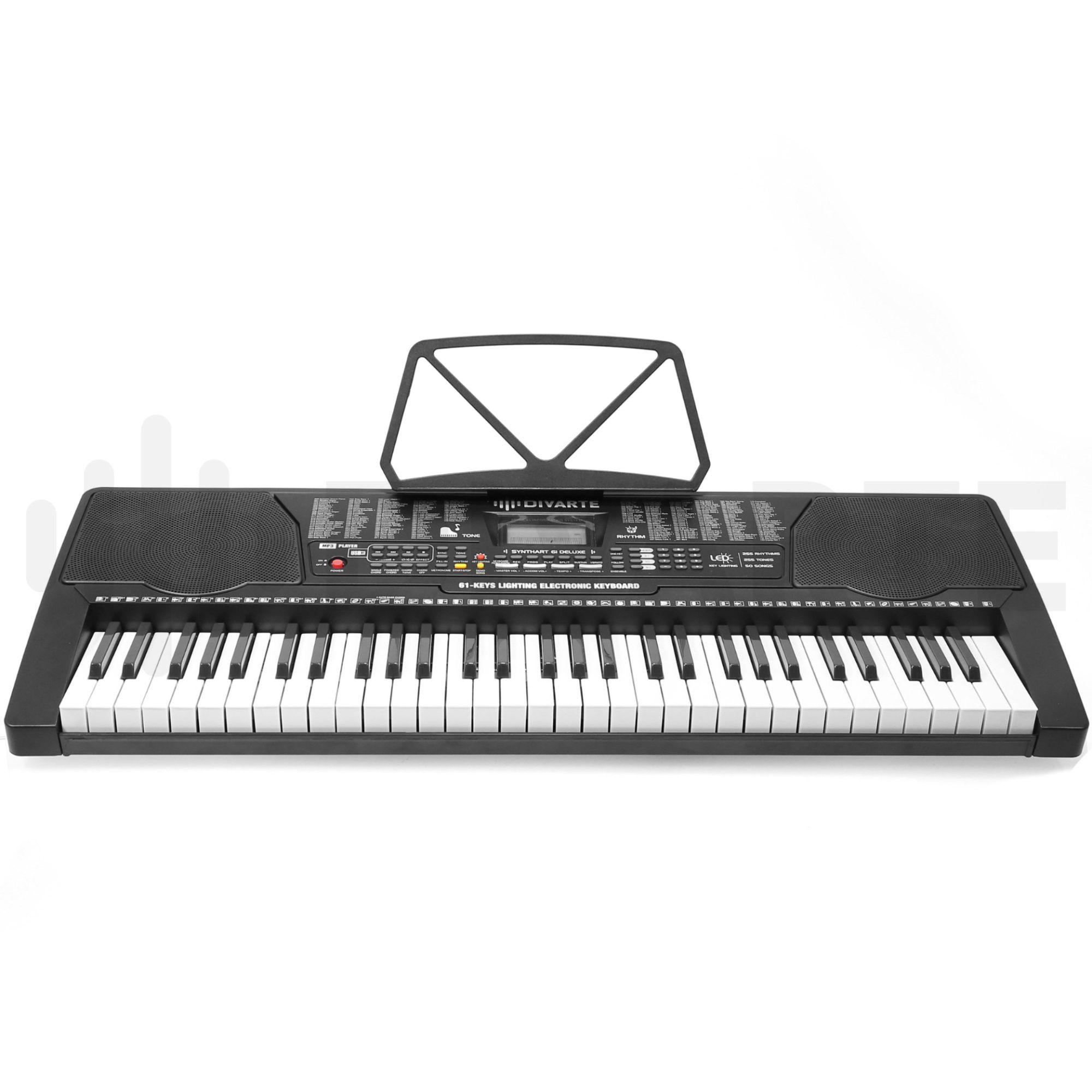 Alesis Melody 61 piano numérique 61 touches pour débutants avec  haut-parleurs, support, clavier banc, casque, micro, pupitre, 300 sons et  leçons de musique : : Instruments de musique