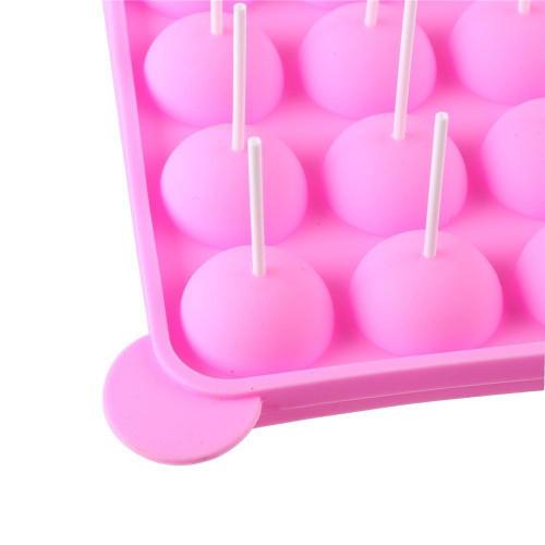 Moules À Lollipop Bonbon Plaque En Silicone Pour Faire Cake Pop Gâteaux Pâtisserie 20 Moules + 20 Bâtonnets-Rose