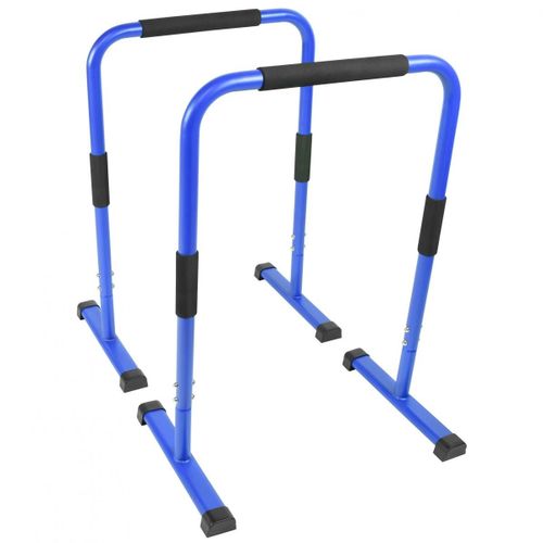 Barres Parallèles Gorilla Sports | 3 Hauteurs : 30 Cm - 73cm - 94 Cm | Noires/Bleues/Rouges - Couleur : Bleu - Hauteur : 94 Cm