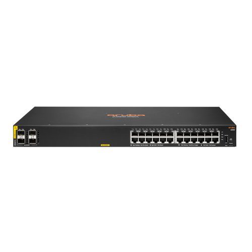 HPE Aruba 6000 24G Class4 PoE 4SFP 370W Switch - Commutateur - Géré - 24 x 10/100/1000 (PoE+) + 4 x Gigabit SFP - flux d'air côte à côte - Montable sur rack - PoE (370 W)