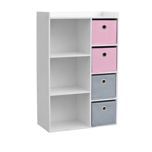 Meuble De Rangement Enfant 3 Niches Girl - 62 X H. 96 Cm - Rose