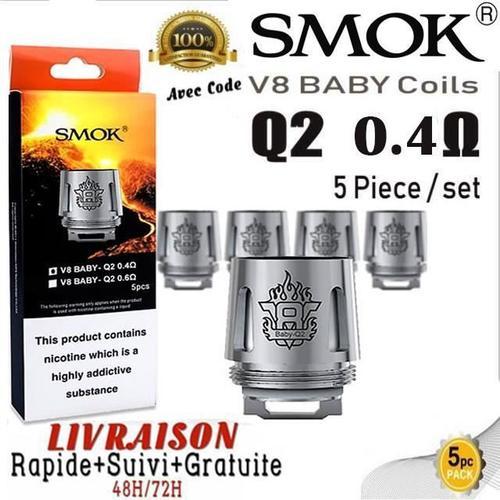 Pack 5 résistances V8 Baby-Q2 Core Smok 0.4 ohm