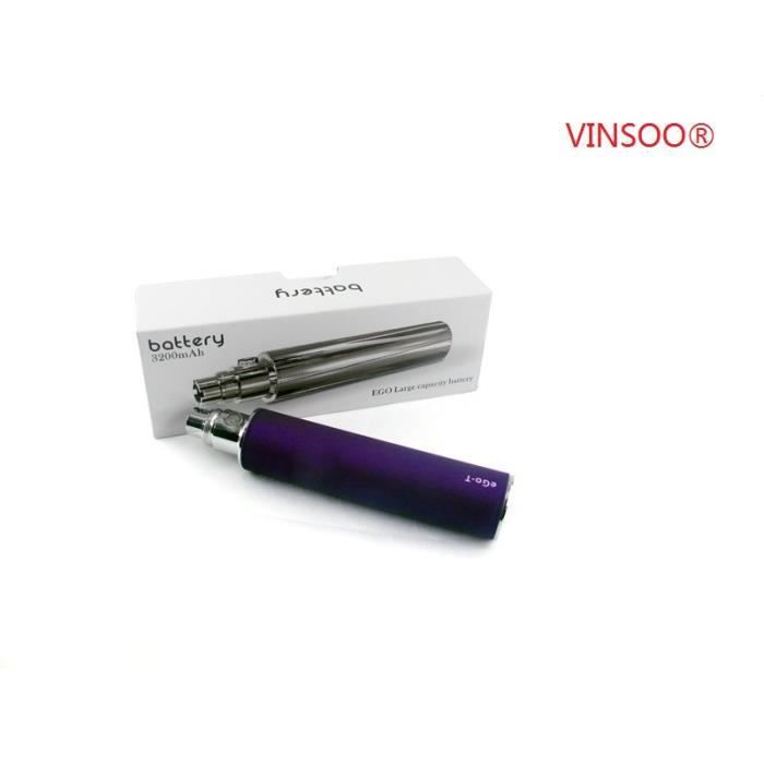 VINSOO®(pourpre)Big Capacité 3200mAh EGO T Batterie électronique Cigarette fil Ego batterie variables ego de tension