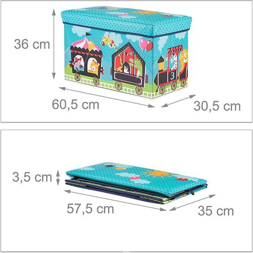 Tabouret Coffre Boîte Jouet Pouf Rangement Enfant Bleu 13_0002763_3