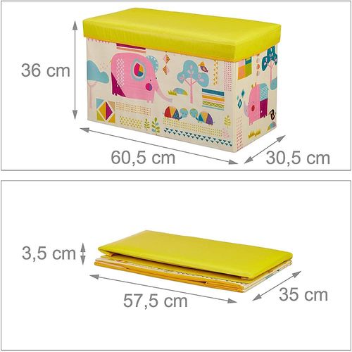 Tabouret Coffre Boîte Jouet Pouf Rangement Enfant Jaune 13_0002763_2