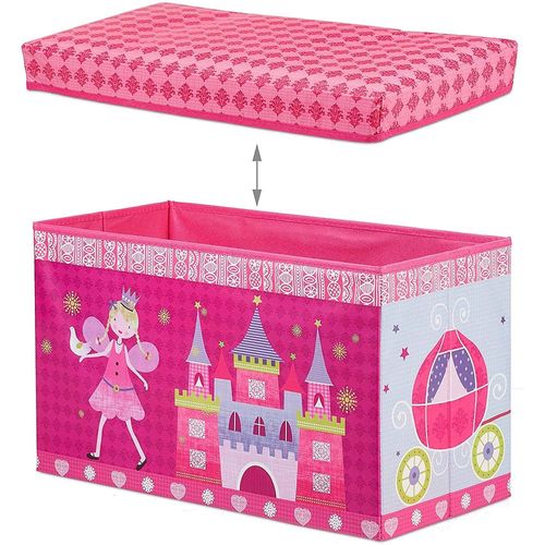Tabouret Coffre Boîte Jouet Pouf Rangement Enfant Rose 13_0002763