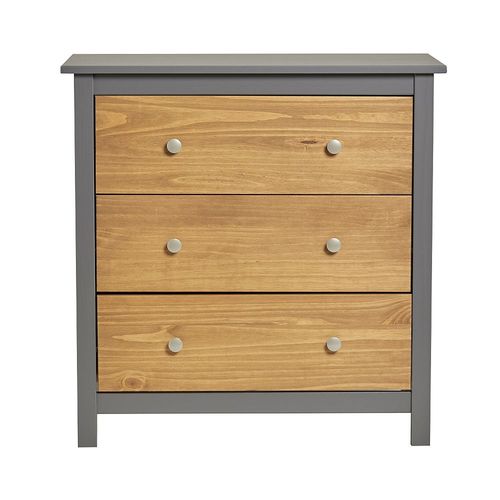 Commode Bonnie Avec 3 Tiroirs En Gris Et Cire