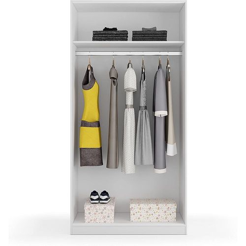 Armoire De 2 Portes Coulissantes Coloris Blanc - L 100 Cm X H 200 X P 50 Cm