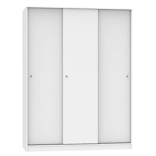 Armoire Avec 3 Portes Coulissantes Coloris Blanc - Hauteur 200 X Longueur 150 X Profondeur 55 Cm