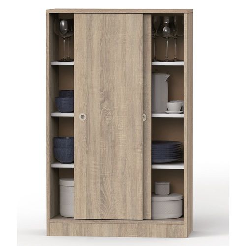 Armoire Avec 2 Portes Coulissantes Coloris Cambrian - Hauteur 120 X Longueur 74 X Profondeur 33 Cm