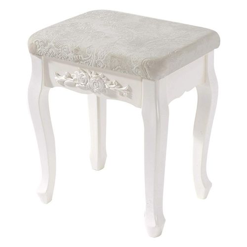 Tabouret De Coiffeuse En Bois Mdf Blanc Crème 19_0000469