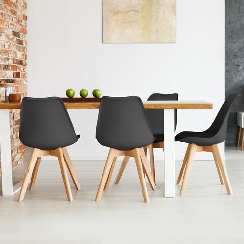 Lot de 4 chaises de Salle à Manger Scandinaves - Noir - Cdiscount Maison