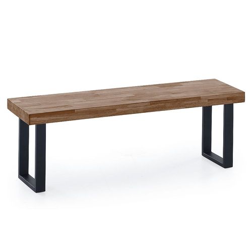 Banc D'assise Coloris Chêne Américain / Pieds Noir - Largeur 120 X Profondeur 47 Cm X Hauteur 34 Cm
