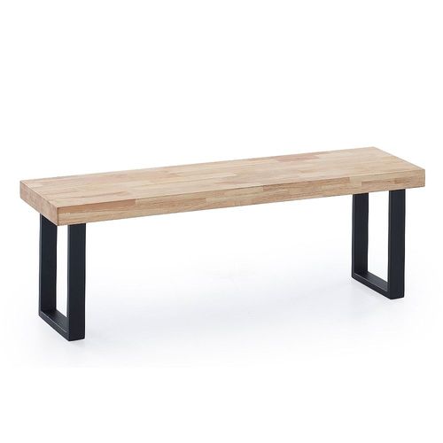 Banc D'assise Coloris Chêne Nordique / Pieds Noir -Largeur 120 X Profondeur 47 Cm X Hauteur 34 Cm
