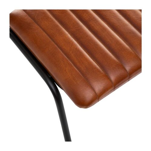Chaise De Table En Cuir Marron Cognac Et Pieds En Fer