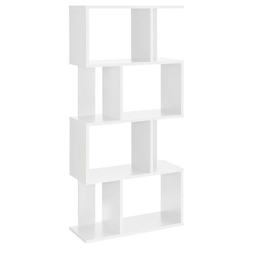Bibliothèque Pour Salon Meuble De Rangement Étagères Mdf Mélaminé 130 Cm Blanc 03_0001073