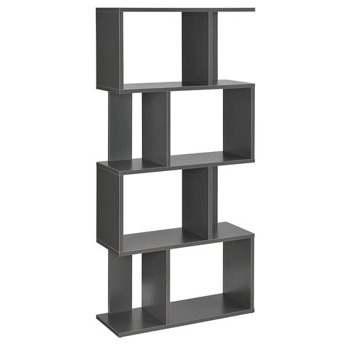 Bibliothèque Pour Salon Meuble De Rangement Stockage Avec Plusieurs Étagères Mdf Mélaminé 130 Cm Gris Fon