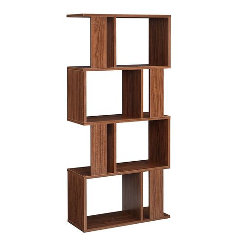 Bibliothèque Pour Salon Meuble De Rangement Stockage Avec Plusieurs Étagères Mdf Mélaminé 130 Cm Noyer 03